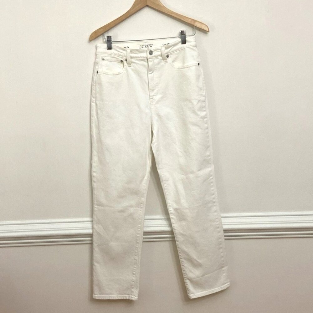 J Crew Classic Straight White Denim Jeans Women's Sz 28